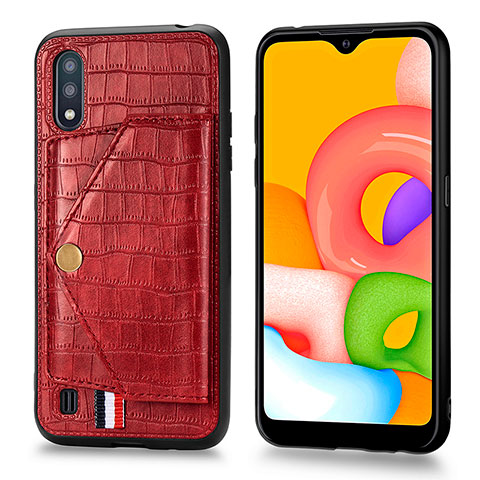 Handyhülle Hülle Luxus Leder Schutzhülle S01D für Samsung Galaxy A01 SM-A015 Rot