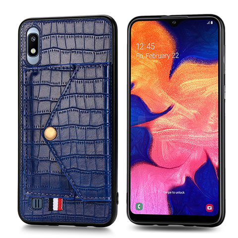 Handyhülle Hülle Luxus Leder Schutzhülle S01D für Samsung Galaxy A10 Blau