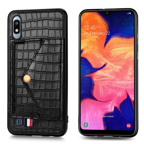 Handyhülle Hülle Luxus Leder Schutzhülle S01D für Samsung Galaxy A10 Schwarz