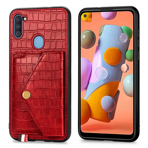 Handyhülle Hülle Luxus Leder Schutzhülle S01D für Samsung Galaxy A11 Rot