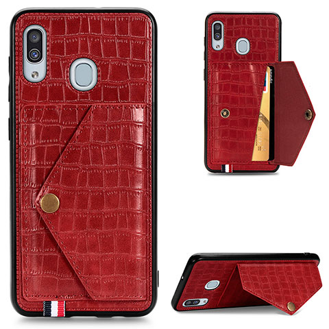 Handyhülle Hülle Luxus Leder Schutzhülle S01D für Samsung Galaxy A20 Rot