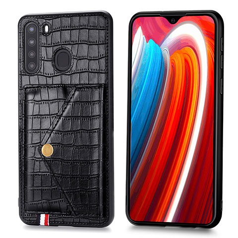 Handyhülle Hülle Luxus Leder Schutzhülle S01D für Samsung Galaxy A21 Schwarz