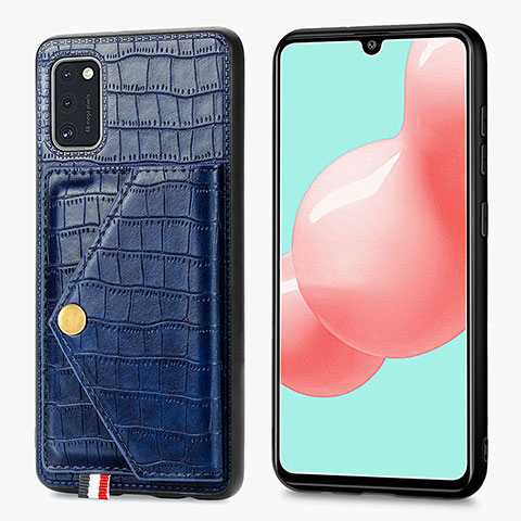 Handyhülle Hülle Luxus Leder Schutzhülle S01D für Samsung Galaxy A41 Blau