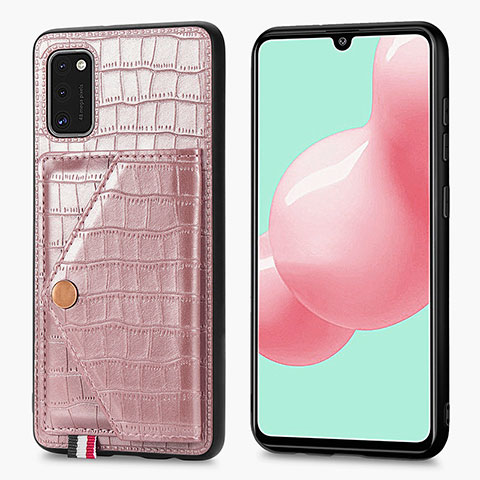 Handyhülle Hülle Luxus Leder Schutzhülle S01D für Samsung Galaxy A41 Rosegold