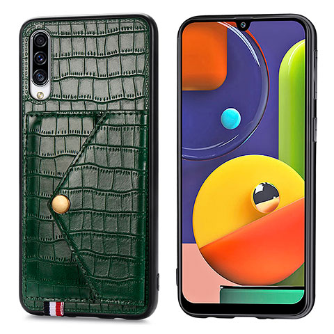 Handyhülle Hülle Luxus Leder Schutzhülle S01D für Samsung Galaxy A50S Grün