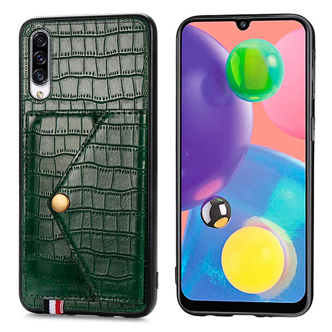 Handyhülle Hülle Luxus Leder Schutzhülle S01D für Samsung Galaxy A70 Grün