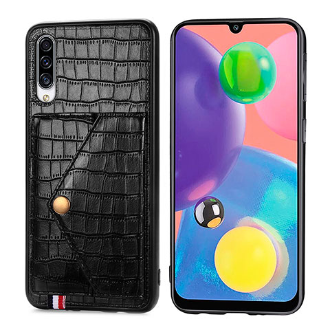 Handyhülle Hülle Luxus Leder Schutzhülle S01D für Samsung Galaxy A70S Schwarz