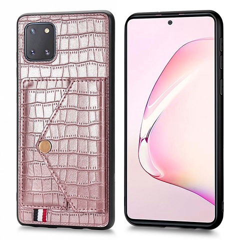 Handyhülle Hülle Luxus Leder Schutzhülle S01D für Samsung Galaxy A81 Rosegold