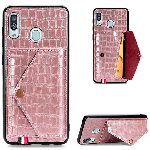 Handyhülle Hülle Luxus Leder Schutzhülle S01D für Samsung Galaxy M10S Rosegold