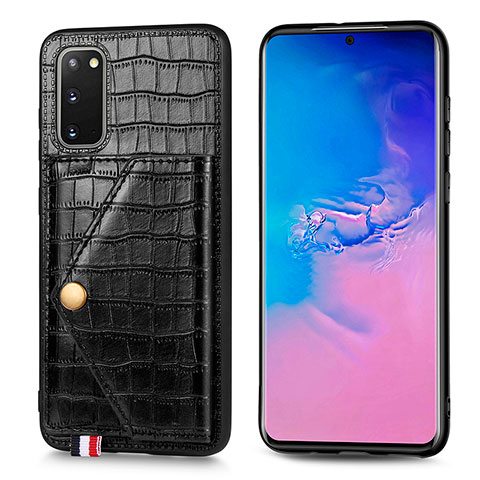 Handyhülle Hülle Luxus Leder Schutzhülle S01D für Samsung Galaxy S20 Schwarz