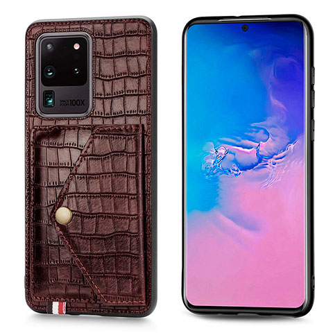 Handyhülle Hülle Luxus Leder Schutzhülle S01D für Samsung Galaxy S20 Ultra 5G Braun