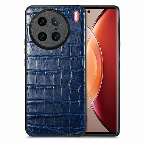 Handyhülle Hülle Luxus Leder Schutzhülle S01D für Vivo X90 Pro 5G Blau