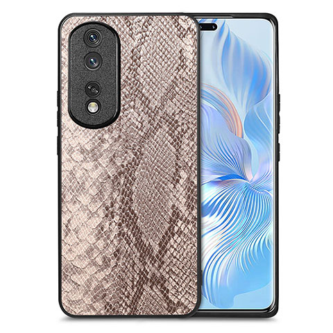 Handyhülle Hülle Luxus Leder Schutzhülle S02D für Huawei Honor 80 Pro 5G Hellbraun