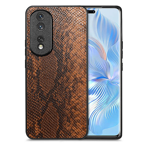 Handyhülle Hülle Luxus Leder Schutzhülle S02D für Huawei Honor 80 Pro Flat 5G Braun