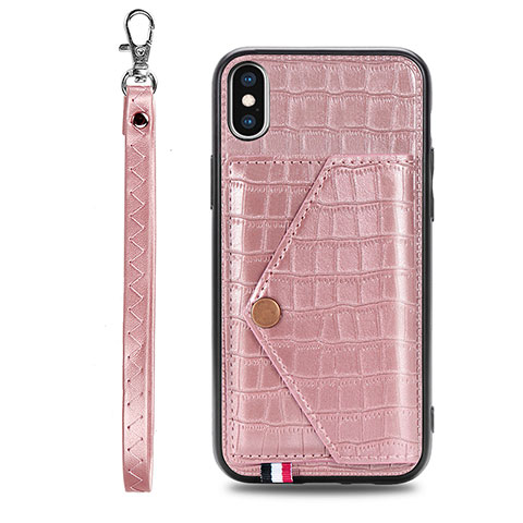 Handyhülle Hülle Luxus Leder Schutzhülle S02D für Samsung Galaxy A11 Rosegold