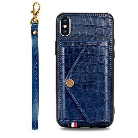 Handyhülle Hülle Luxus Leder Schutzhülle S02D für Samsung Galaxy M11 Blau