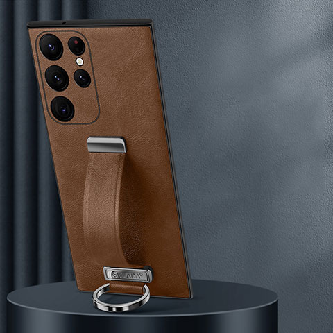 Handyhülle Hülle Luxus Leder Schutzhülle S05 für Samsung Galaxy S23 Ultra 5G Braun