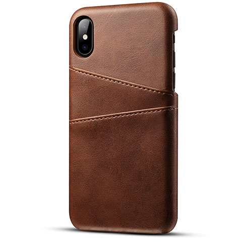 Handyhülle Hülle Luxus Leder Schutzhülle S06 für Apple iPhone X Braun