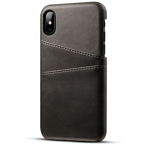 Handyhülle Hülle Luxus Leder Schutzhülle S06 für Apple iPhone Xs Schwarz