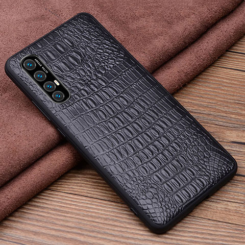 Handyhülle Hülle Luxus Leder Schutzhülle S06 für Oppo Reno3 Pro Schwarz