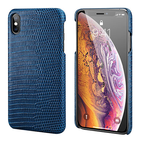 Handyhülle Hülle Luxus Leder Schutzhülle S12 für Apple iPhone X Blau