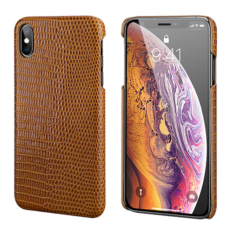 Handyhülle Hülle Luxus Leder Schutzhülle S12 für Apple iPhone X Braun