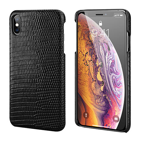 Handyhülle Hülle Luxus Leder Schutzhülle S12 für Apple iPhone Xs Max Schwarz