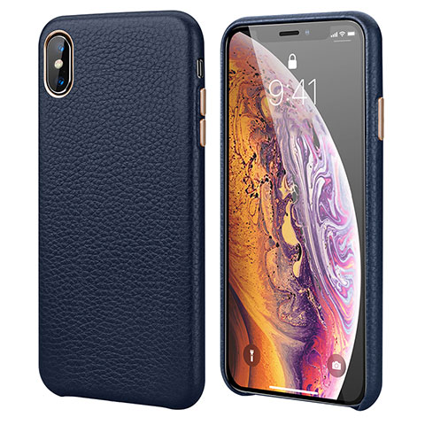 Handyhülle Hülle Luxus Leder Schutzhülle S14 für Apple iPhone X Blau