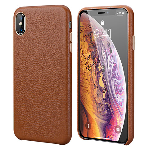 Handyhülle Hülle Luxus Leder Schutzhülle S14 für Apple iPhone X Orange