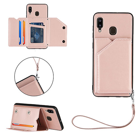 Handyhülle Hülle Luxus Leder Schutzhülle Y03B für Samsung Galaxy A20 Rosegold