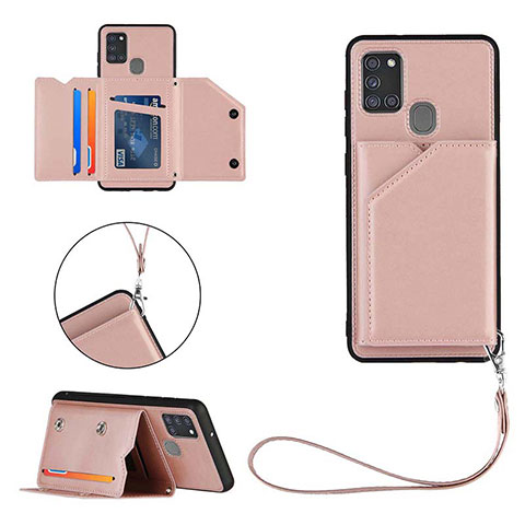 Handyhülle Hülle Luxus Leder Schutzhülle Y03B für Samsung Galaxy A21s Rosegold