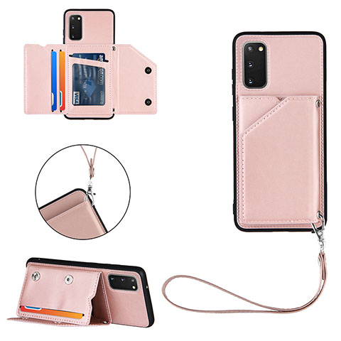 Handyhülle Hülle Luxus Leder Schutzhülle Y03B für Samsung Galaxy S20 5G Rosegold