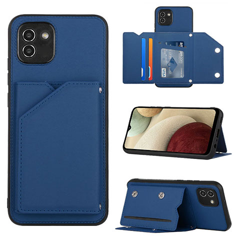Handyhülle Hülle Luxus Leder Schutzhülle Y04B für Samsung Galaxy A03 Blau