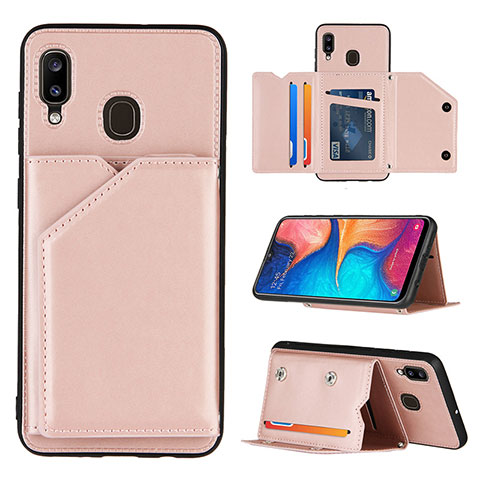 Handyhülle Hülle Luxus Leder Schutzhülle Y04B für Samsung Galaxy A20 Rosegold