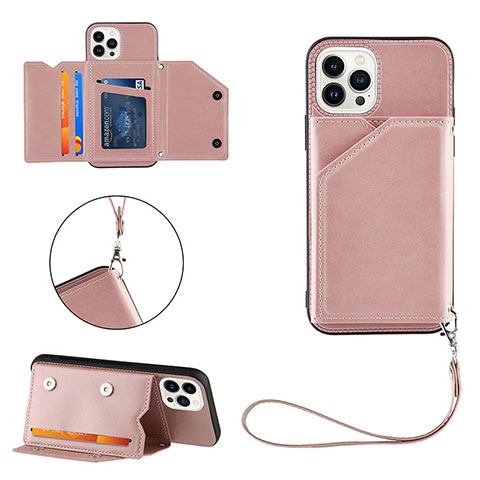 Handyhülle Hülle Luxus Leder Schutzhülle Y06B für Apple iPhone 13 Pro Max Rosegold