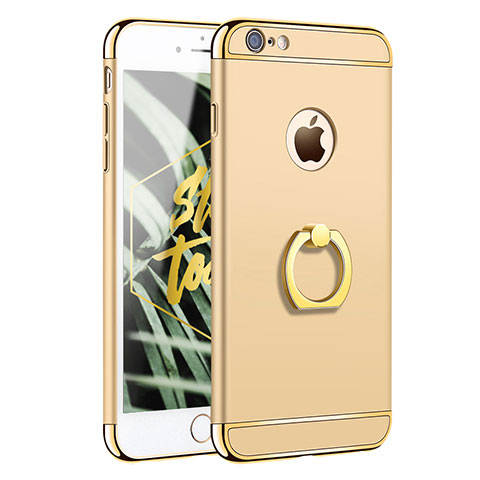 Handyhülle Hülle Luxus Metall Rahmen und Kunststoff mit Fingerring Ständer A01 für Apple iPhone 6S Gold