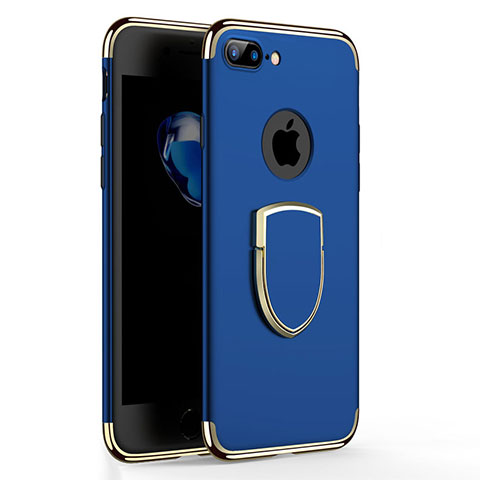 Handyhülle Hülle Luxus Metall Rahmen und Kunststoff mit Fingerring Ständer A03 für Apple iPhone 7 Plus Blau