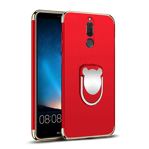 Handyhülle Hülle Luxus Metall Rahmen und Kunststoff mit Fingerring Ständer für Huawei G10 Rot