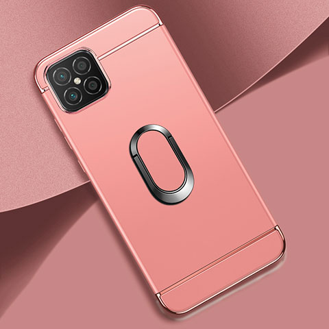 Handyhülle Hülle Luxus Metall Rahmen und Kunststoff Schutzhülle Hartschalen Tasche mit Fingerring Ständer für Huawei Nova 8 SE 4G Rosegold