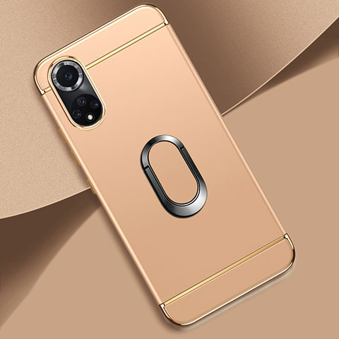 Handyhülle Hülle Luxus Metall Rahmen und Kunststoff Schutzhülle Hartschalen Tasche mit Fingerring Ständer für Huawei Nova 9 Pro Gold