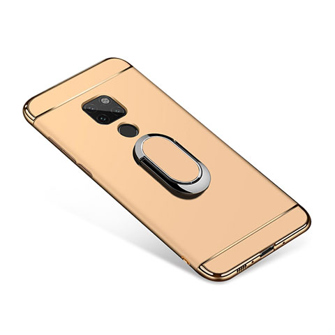 Handyhülle Hülle Luxus Metall Rahmen und Kunststoff Schutzhülle Tasche mit Fingerring Ständer A01 für Huawei Mate 20 Gold