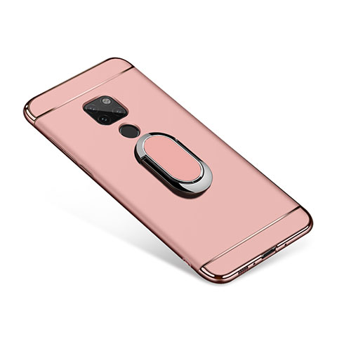 Handyhülle Hülle Luxus Metall Rahmen und Kunststoff Schutzhülle Tasche mit Fingerring Ständer A01 für Huawei Mate 20 Rosegold