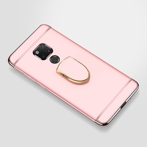 Handyhülle Hülle Luxus Metall Rahmen und Kunststoff Schutzhülle Tasche mit Fingerring Ständer A01 für Huawei Mate 20 X Rosegold