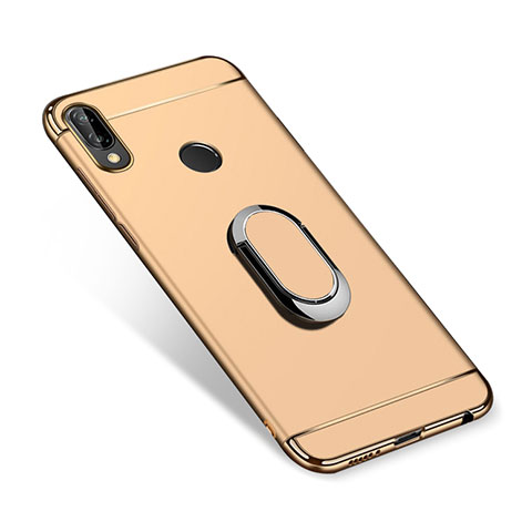 Handyhülle Hülle Luxus Metall Rahmen und Kunststoff Schutzhülle Tasche mit Fingerring Ständer A01 für Huawei P Smart+ Plus Gold