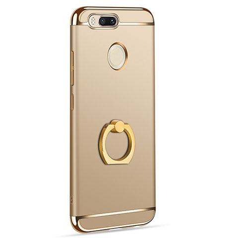 Handyhülle Hülle Luxus Metall Rahmen und Kunststoff Schutzhülle Tasche mit Fingerring Ständer A01 für Xiaomi Mi 5X Gold