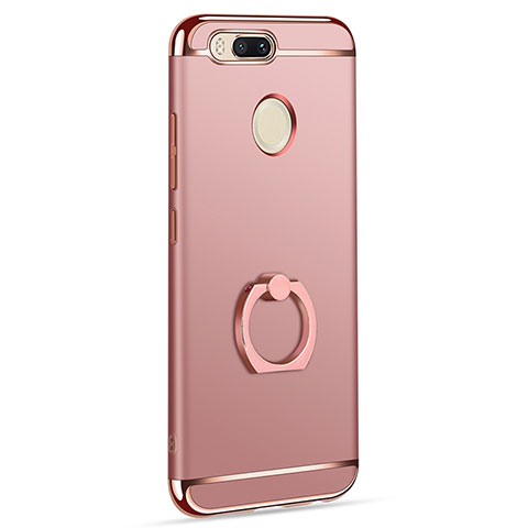 Handyhülle Hülle Luxus Metall Rahmen und Kunststoff Schutzhülle Tasche mit Fingerring Ständer A01 für Xiaomi Mi 5X Rosegold