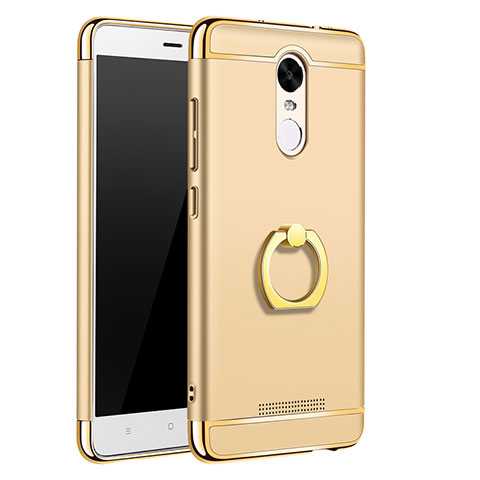 Handyhülle Hülle Luxus Metall Rahmen und Kunststoff Schutzhülle Tasche mit Fingerring Ständer A01 für Xiaomi Redmi Note 3 Gold