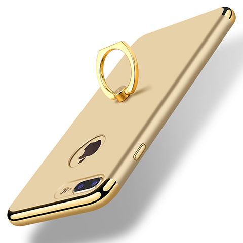 Handyhülle Hülle Luxus Metall Rahmen und Kunststoff Schutzhülle Tasche mit Fingerring Ständer A07 für Apple iPhone 7 Plus Gold