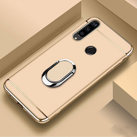 Handyhülle Hülle Luxus Metall Rahmen und Kunststoff Schutzhülle Tasche mit Fingerring Ständer T01 für Huawei Honor 20i Gold