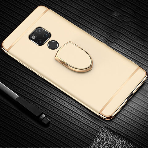 Handyhülle Hülle Luxus Metall Rahmen und Kunststoff Schutzhülle Tasche mit Fingerring Ständer T01 für Huawei Mate 20 X 5G Gold